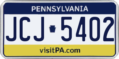 PA license plate JCJ5402