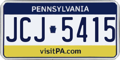 PA license plate JCJ5415