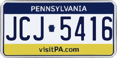 PA license plate JCJ5416
