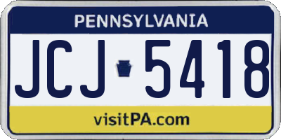 PA license plate JCJ5418