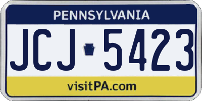 PA license plate JCJ5423