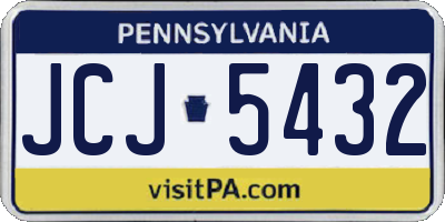 PA license plate JCJ5432