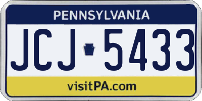 PA license plate JCJ5433