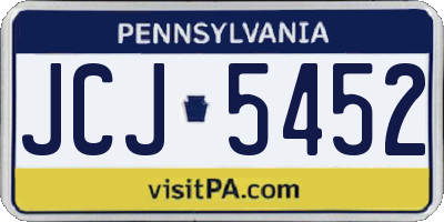 PA license plate JCJ5452