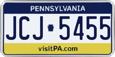PA license plate JCJ5455