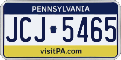 PA license plate JCJ5465