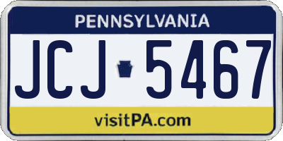 PA license plate JCJ5467