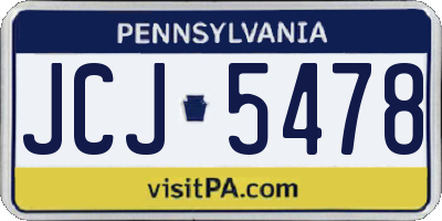 PA license plate JCJ5478