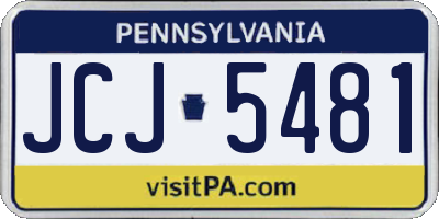 PA license plate JCJ5481
