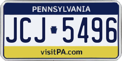 PA license plate JCJ5496