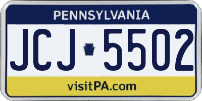 PA license plate JCJ5502