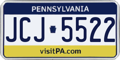 PA license plate JCJ5522