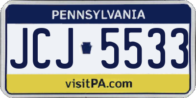 PA license plate JCJ5533