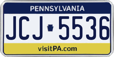 PA license plate JCJ5536