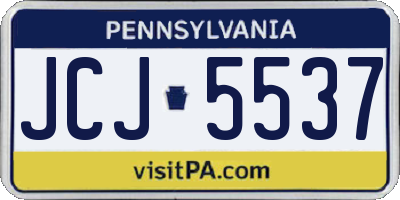 PA license plate JCJ5537