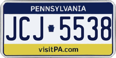 PA license plate JCJ5538