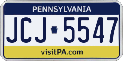 PA license plate JCJ5547