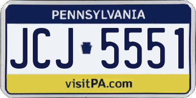 PA license plate JCJ5551