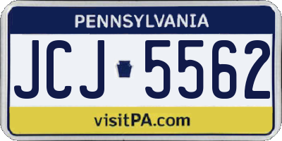 PA license plate JCJ5562