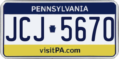 PA license plate JCJ5670