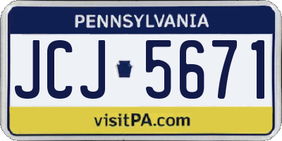 PA license plate JCJ5671