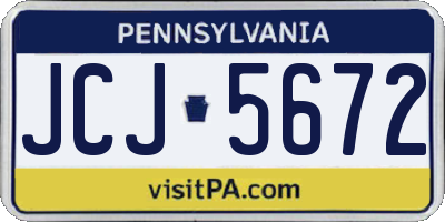 PA license plate JCJ5672