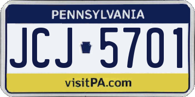 PA license plate JCJ5701