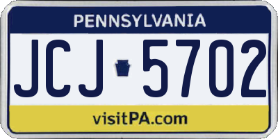 PA license plate JCJ5702