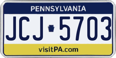 PA license plate JCJ5703
