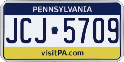 PA license plate JCJ5709