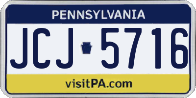 PA license plate JCJ5716