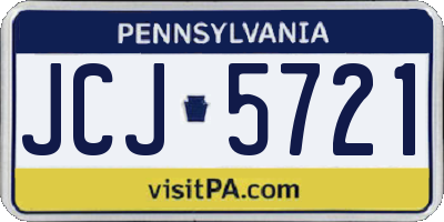 PA license plate JCJ5721
