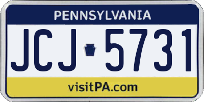 PA license plate JCJ5731