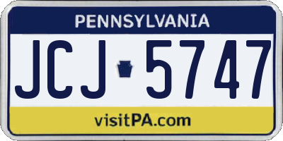 PA license plate JCJ5747