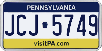PA license plate JCJ5749
