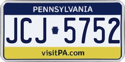 PA license plate JCJ5752