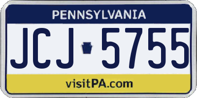 PA license plate JCJ5755