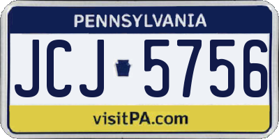 PA license plate JCJ5756