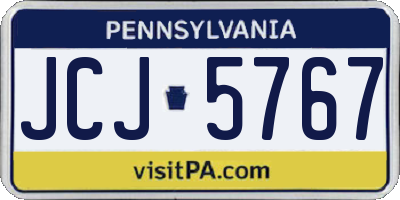 PA license plate JCJ5767
