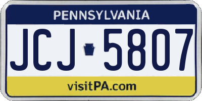 PA license plate JCJ5807