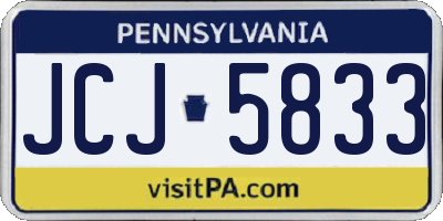 PA license plate JCJ5833
