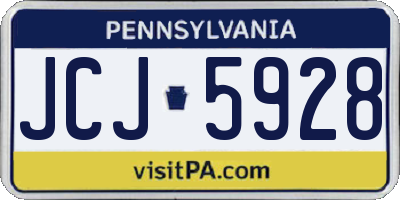 PA license plate JCJ5928