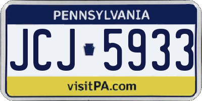 PA license plate JCJ5933