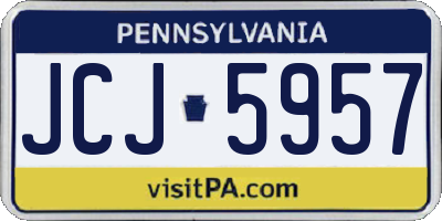 PA license plate JCJ5957