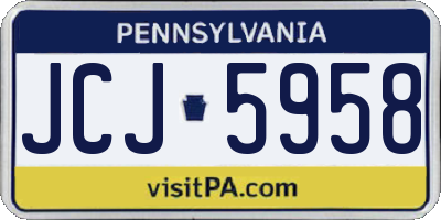 PA license plate JCJ5958