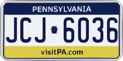 PA license plate JCJ6036
