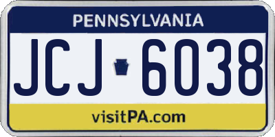 PA license plate JCJ6038