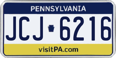 PA license plate JCJ6216