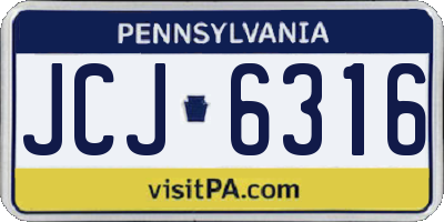 PA license plate JCJ6316
