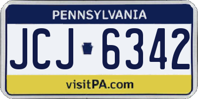 PA license plate JCJ6342